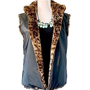 French Shoppe Ladies Reversible Faux Fur Vest